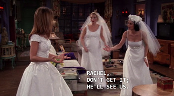 The girl Friends in wedding dresses