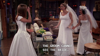 The girl Friends in wedding dresses