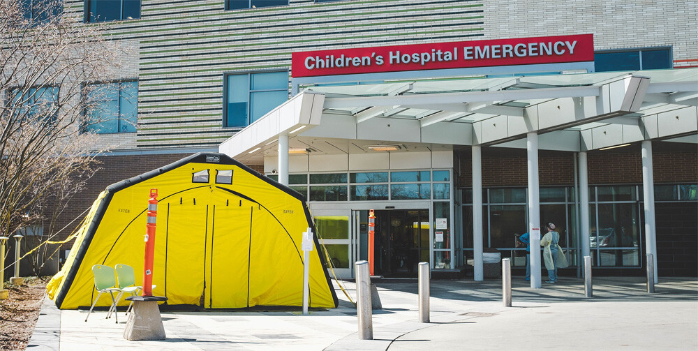 The entrance to the emergency room of the Children's Hospital of Michigan.