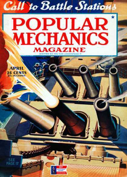 Call to Battle Stations POPULAR MECHANICS MAGGAZINE Yn o ha 8 APRIL 25 CENTS On CANAEA SEE PAGE 17 