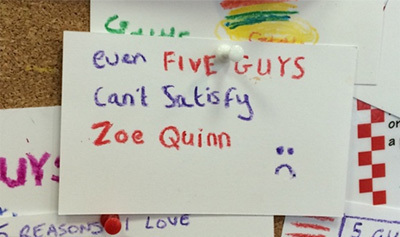 LIN even FIVE GUYS Can't Satisfy Zoe Quinn or a UY 1 Love REASONS C
