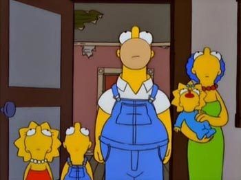 The Simpsons looking up