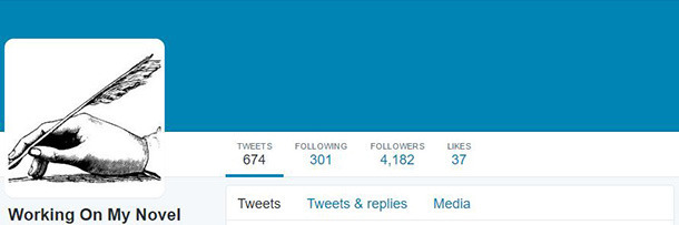 TWEETS FOLLOWING FOLLOWERS LIKES 674 301 4.182 37 Tweets Tweets & replies Media Working on My Novel 