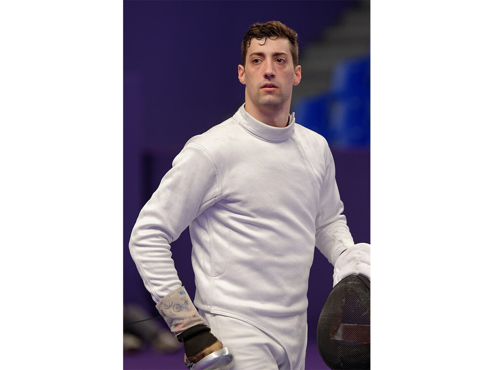 USA's Alen Hadžić at the Challenge SNCF Réseau 2016, a men's épée World Cup event, in the Stadium Pierre de Coubertin, Paris.