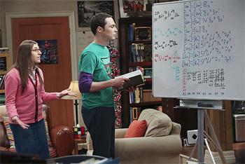 Sheldon and Amy at a whiteboard