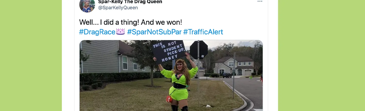 Local Drag Queen Fabulously Stops Neighborhood Traffic Issue