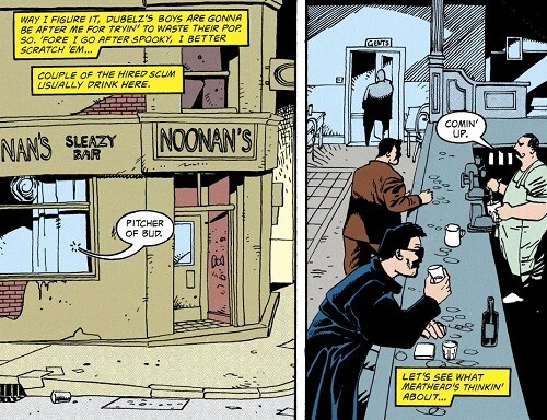 The Demon comic book panel showing Noonan's bar.