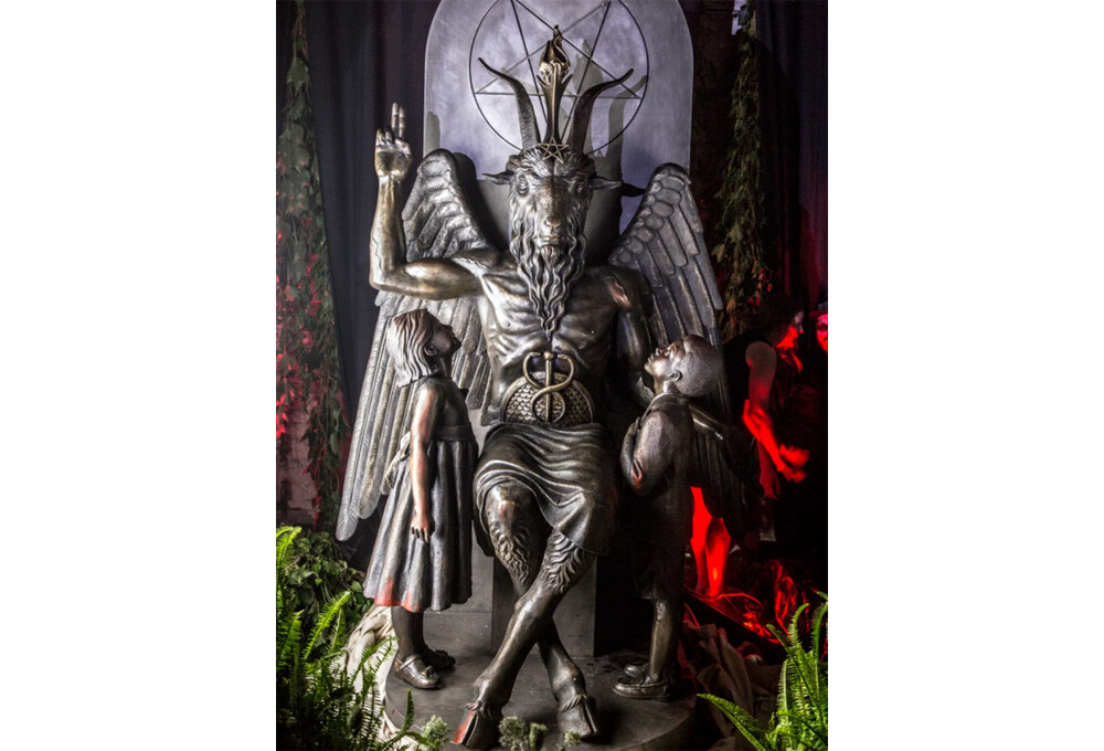 The bronze monument was unveiled by the Satanic Temple in Detroit on July 25, 2015