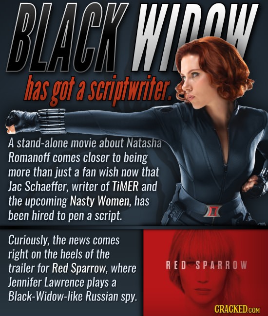 BLACK WIPAW has got a sGriptwriter A stand-alone movie about Natasha Romanoff comes closer to being more than just a fan wish now that Jac Schaeffer, 
