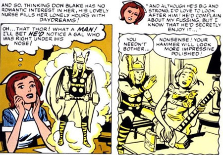 AND so THINKING DON BLAKE HAS NO AND ALTHOUGH HE'S BIG AND ROMANTIC INTEREST IN HER. HIS LOVELY STRONG. T'D LovE T LOK NURSE FILLS HER LONELY HOURS WI