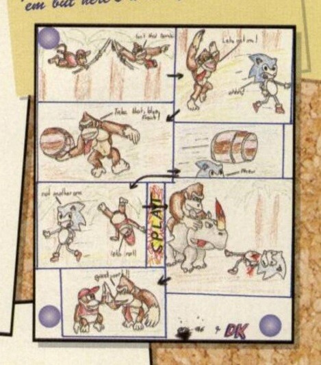 Donkey Kong, Diddy Kong and a Rhino team up to murder sonic