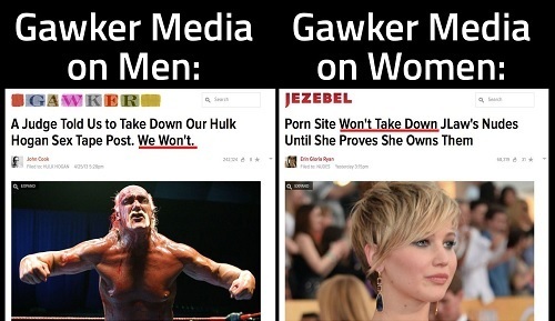 Gawker Media Gawker Media on Men: on Women: EZEBEL A Judge Told Us to Take Down Our Hulk Porn Site Won't Take Down JLaw's Nudes Hogan Sex Tape Post. W
