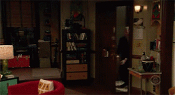 Barney walking into the apartment