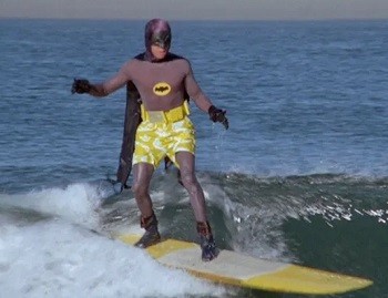 Wonder Woman Undercover Boss: 5 Crazy DC Projects That Went Nowhere - Adam West's Batman surfing 