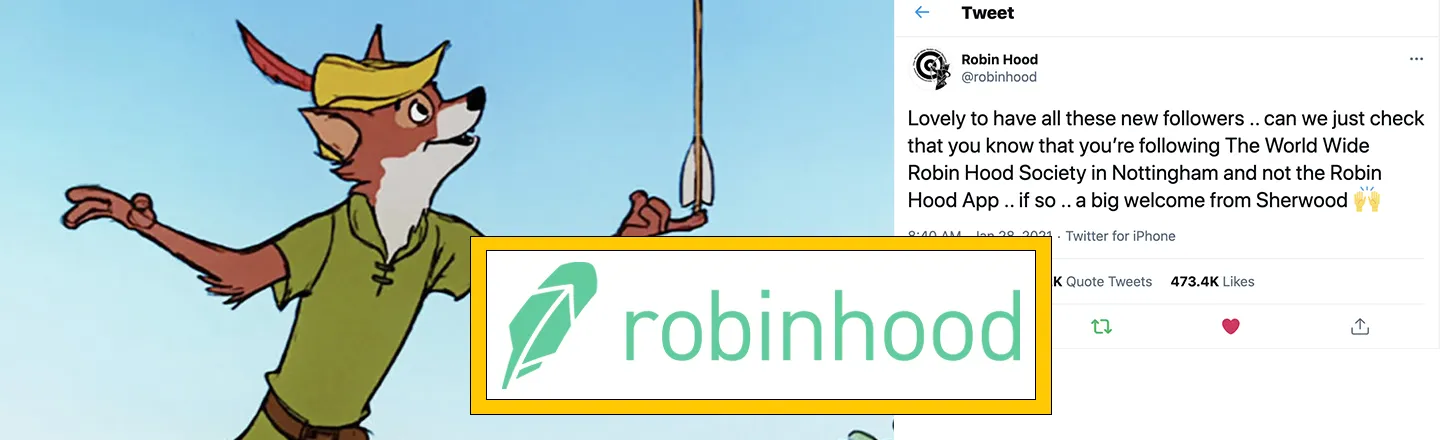 Groups Named 'Robin Hood' Face Confused Investors, Mass Twitter Follows After Reddit's Stock Stronghold