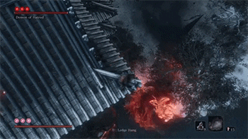 Sekiro's Demon of Hated falling to its death