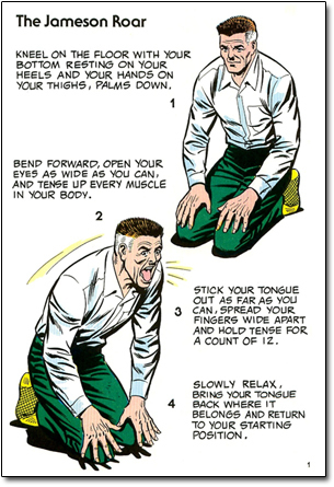 The Jameson Roar KNEEL ON THE FLOOR WITH YOUR BOTTOM RESTING ON YOUR HEELS AND YOUR HANDS ON YOUR THIGHS, PALMS DOWN. 1 BENP FORWARD. OPEN YOUR EYES A