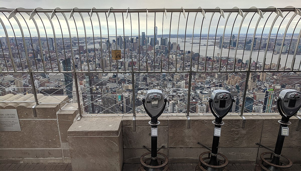 Looking south from the south side of the 86th floor observation deck of the Empire State Building
