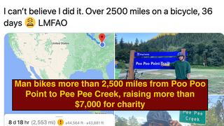 Hero Bikes From Poo Poo Point, Washington to Pee Pee Creek, Ohio For Charity