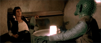 Han breaking his neck shooting Greedo