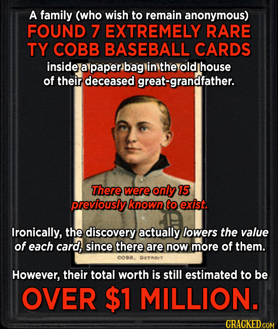 A family (who wish to remain anonymous) FOUND 7 EXTREMELY RARE TY COBB BASEBALL CARDS inside a paper bag in the old house of their deceased great-gran