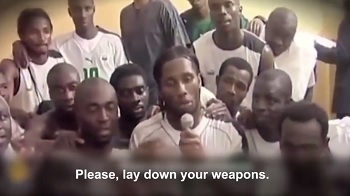 Please, lay down your weapons.