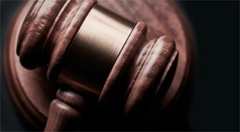 Gavel on black background with copy space. Concept for legal, lawyer, judge, law, auction and attorney