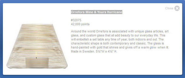 Close Orrefors Mine & Yours Hurricane #32075 42.000 points Around the worid Orrefors is associated with unique glass articles, art glass. and custom g