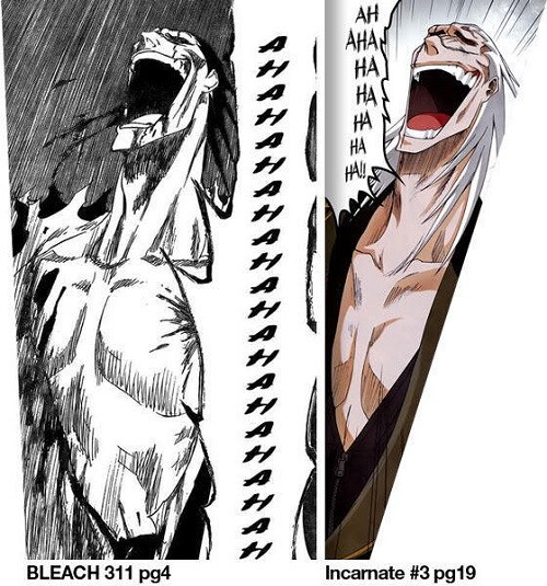 Comparison between Bleach manga and Incarnate comic.