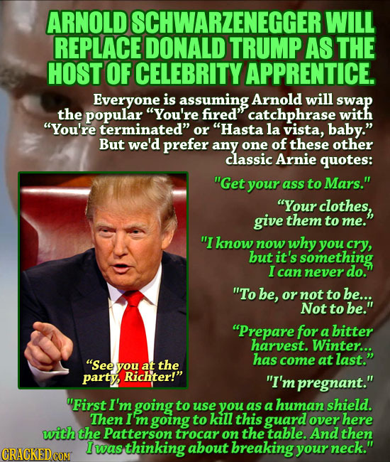 Arnold Schwarzenegger to replace Donald Trump on Celebrity Apprentice 