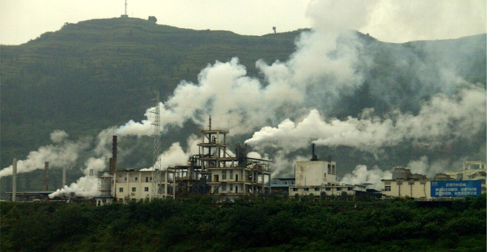 A Factory in China at Yangtze River.