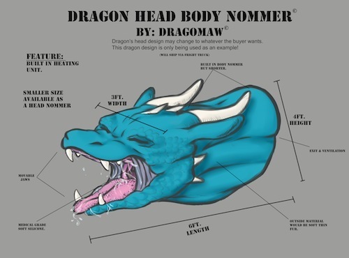 DRAGON HEAD BODY NOMMER BY: DRAGOMAWO Dragon's head desion may change O whatever the buyer wonbe This dragon design S only being used asan examplel FE