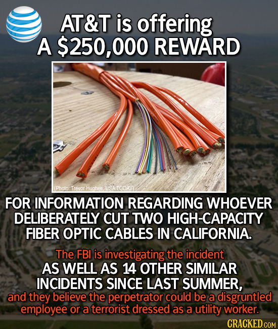 Someone is cutting cables in California in order to create widespread internet outages