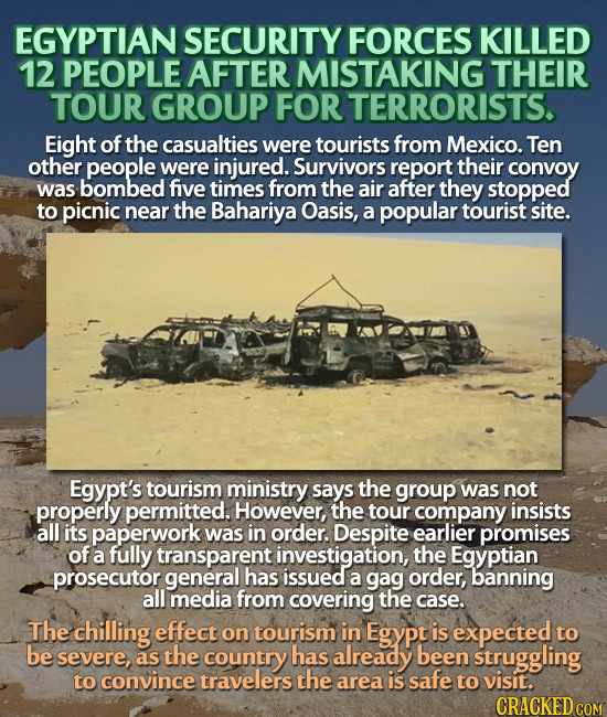 Twelve tourists killed in Egypt when their group is mistaken for terrorists