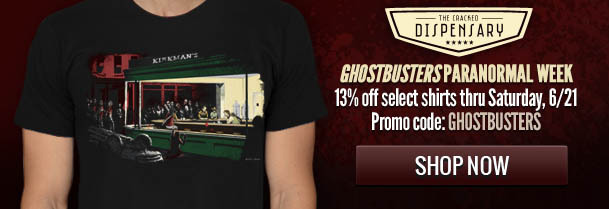 THE EDAC6EO DISPENTARU EAMA GHOSTBUSTERSPARANORMAL WEEK 13% off select shirts thru Saturday, 6/21 Promo code: GHOSTBUSTERS SHOP NOW 