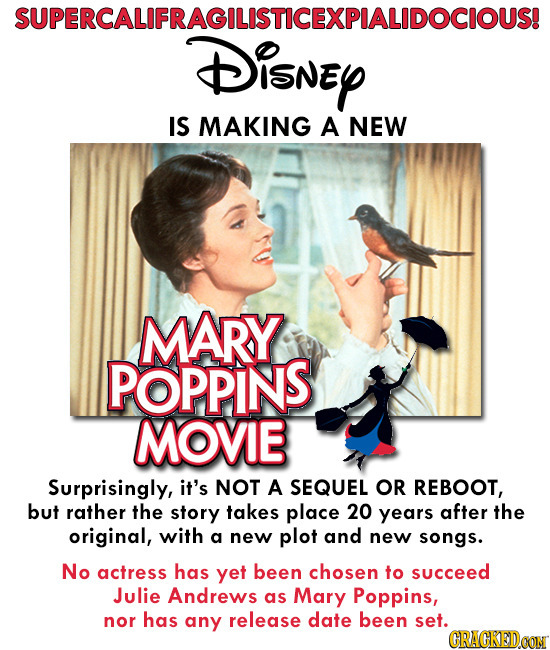New Mary Poppins movie being made, set 20 years later