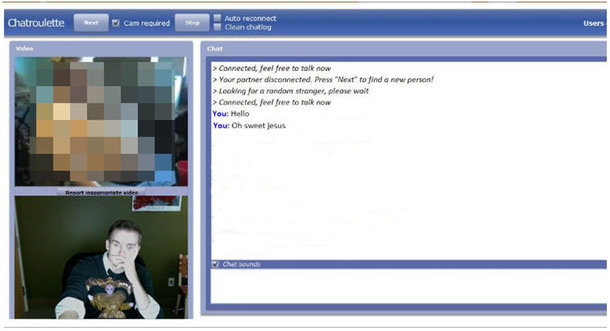 Chatroulette Ato reconoect CAm required Mee users Con chatlog Chat Cornected. teel free to tolk now > Your portrer dl'sconnectedf Press Vexr* to find 
