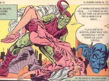 Mexico Green Goblin holding Aunt May