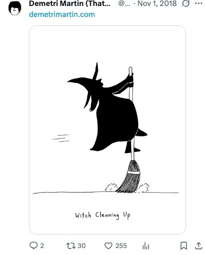 Demetri Martin (That... @... Nov 1, 2018 ... demetrimartin.com Witch Cleaning Up 2 30 255