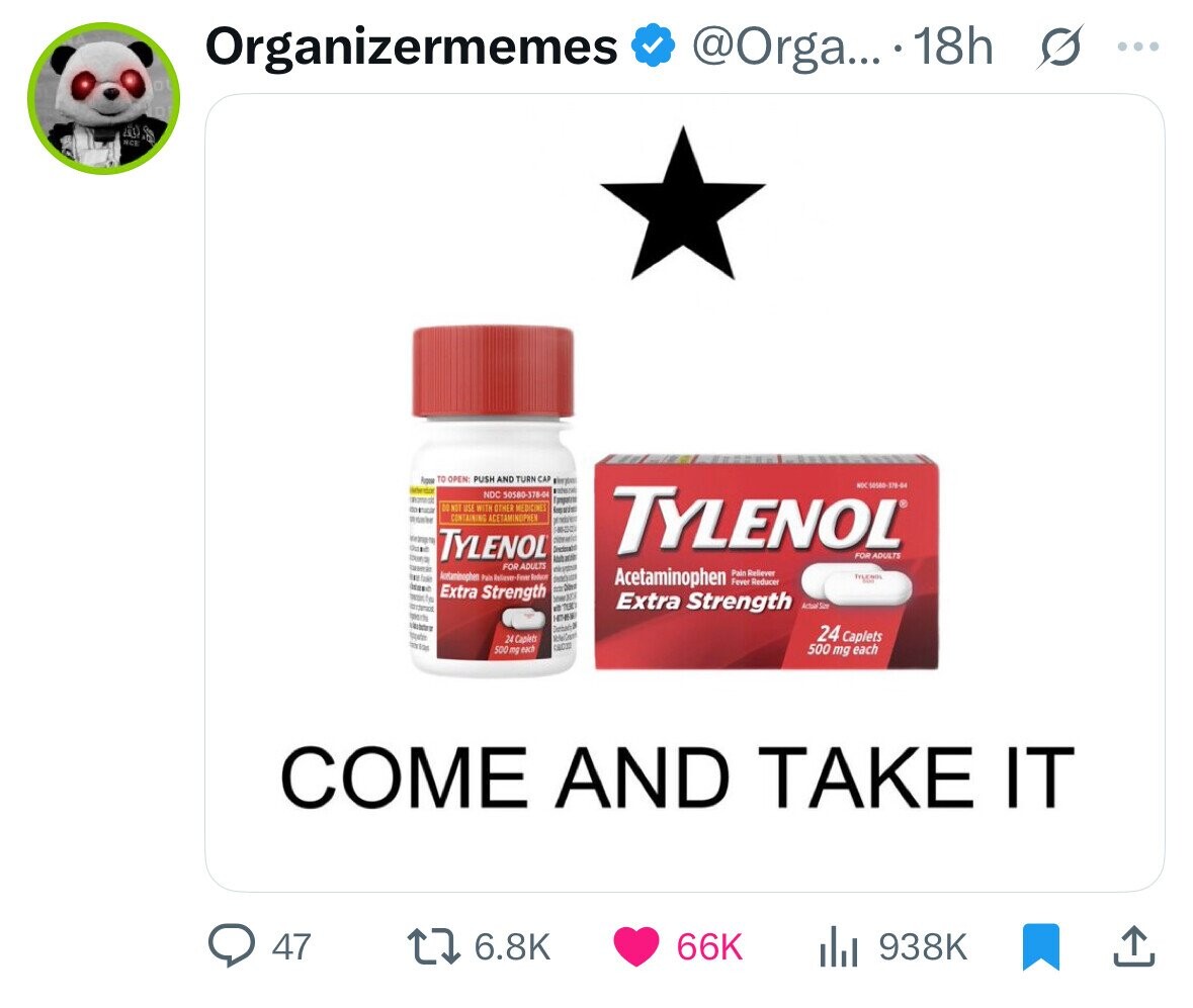 Organizermemes @Orga... . 18h s ... EL RCE Радов TO OPEN PUSH AND TURN CAP Vergo NDC 50580 378-04 - - NDC 50580-378-04 more DO NOT USE WITH OTHER MEDICINES comman Association CONTAINING ACETAMINOPHEN Rose come Quant Dentaration TYLENOL TYLENOL FOR ADULTS month Association FOR ADULTS - Antaminophen Pain Reliente- Foom Reduce democracy Acetaminophen Pain Fever Reliever Reducer TYLEND - Extra Strength Actual Size et TBC Extra Strength reasts HIMEN Demberty 24 Caplets 24 Caplets 500 mg each 500 mg each COME AND TAKE IT 47 66K 6.8K 938K 