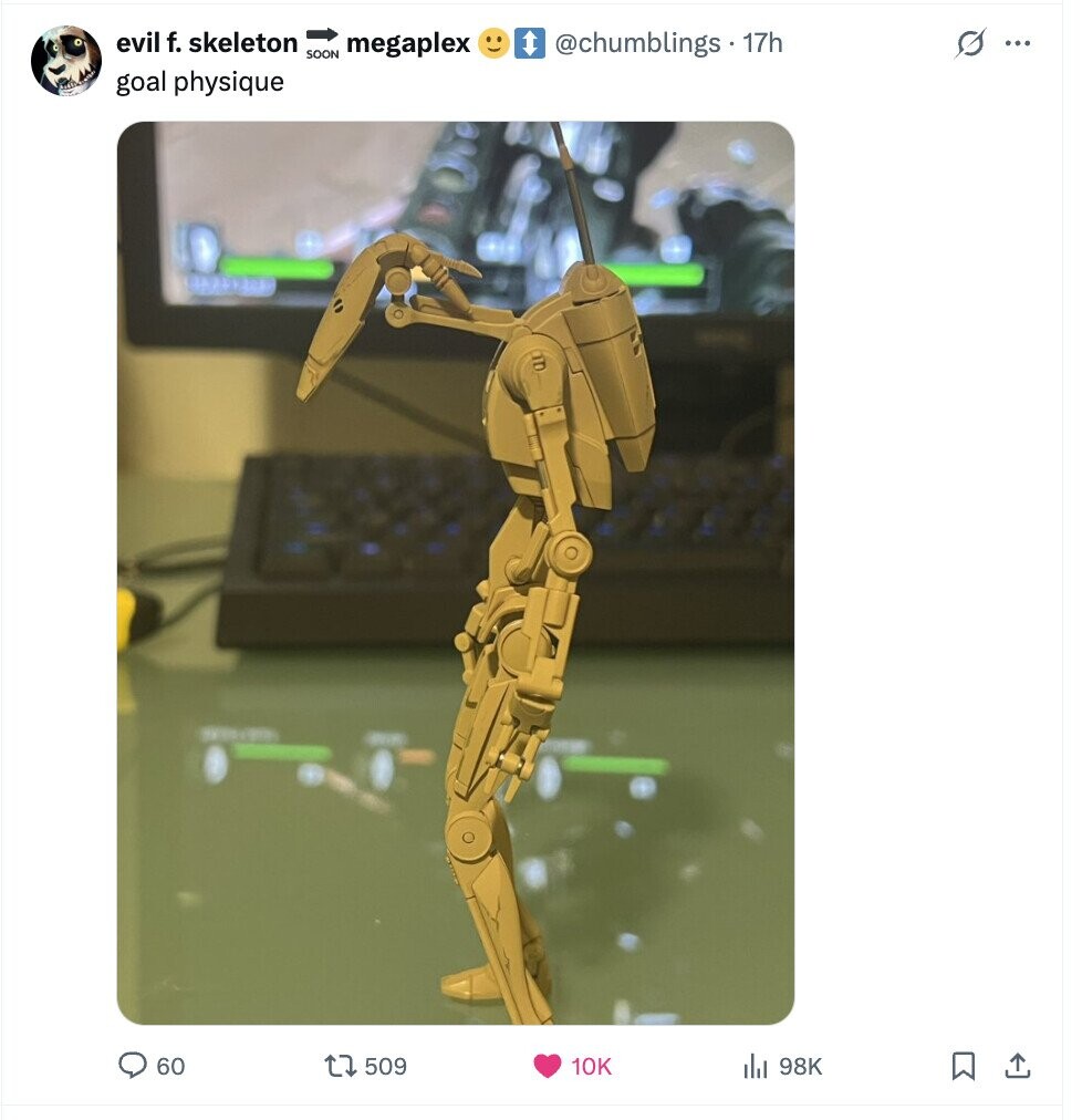 evil f skeleton s ... megaplex @chumblings. 17h SOON goal physique - 60 509 10K del 98K 
