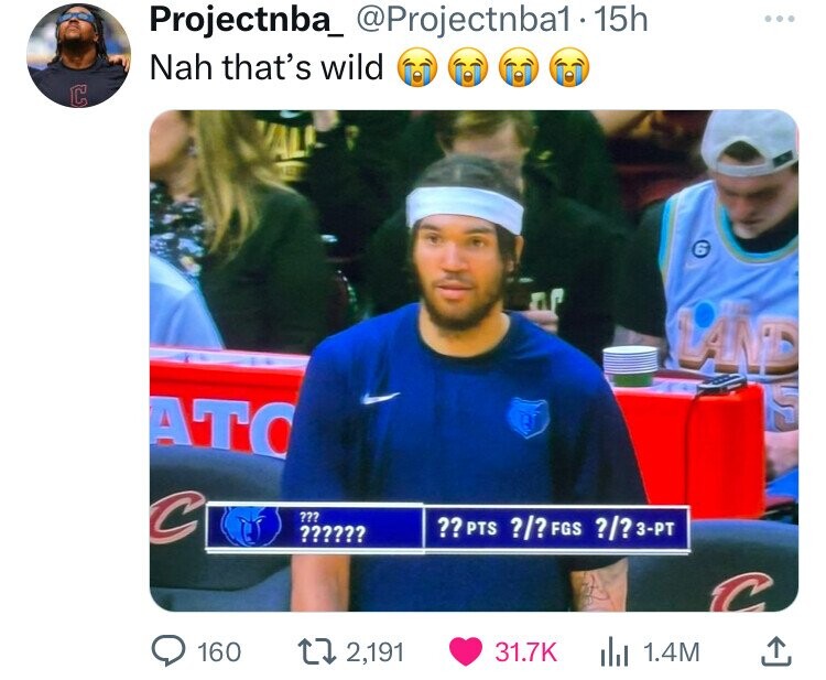 Projectnba_ @Projectnba1 15h ... Nah that's wild C 6 LAND ATO ESI C ??? ?????? ?? PTS ?/? FGS ?/? 3-PT 160 2,191 31.7K 1.4M