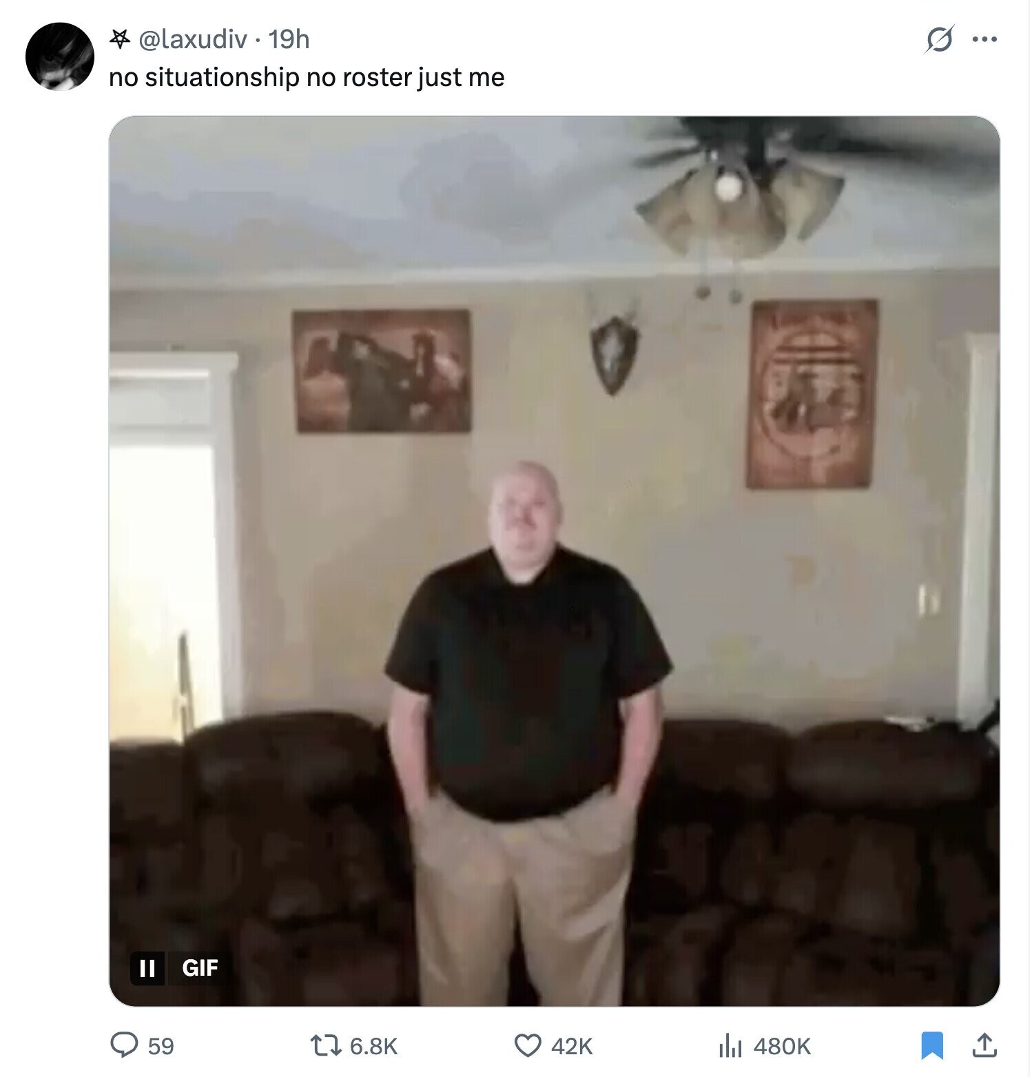 @laxudiv 19h s ... no situationship no roster just me GIF II 59 6.8K 42K 480K 