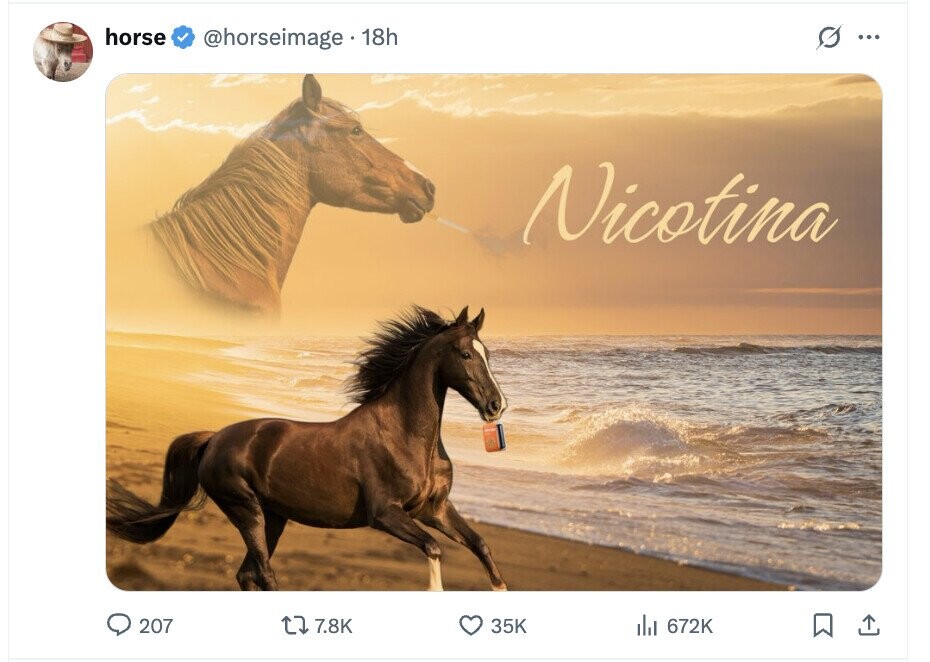 horse @horseimage 18h G ... Nicotina 207 7.8K 35K del 672K