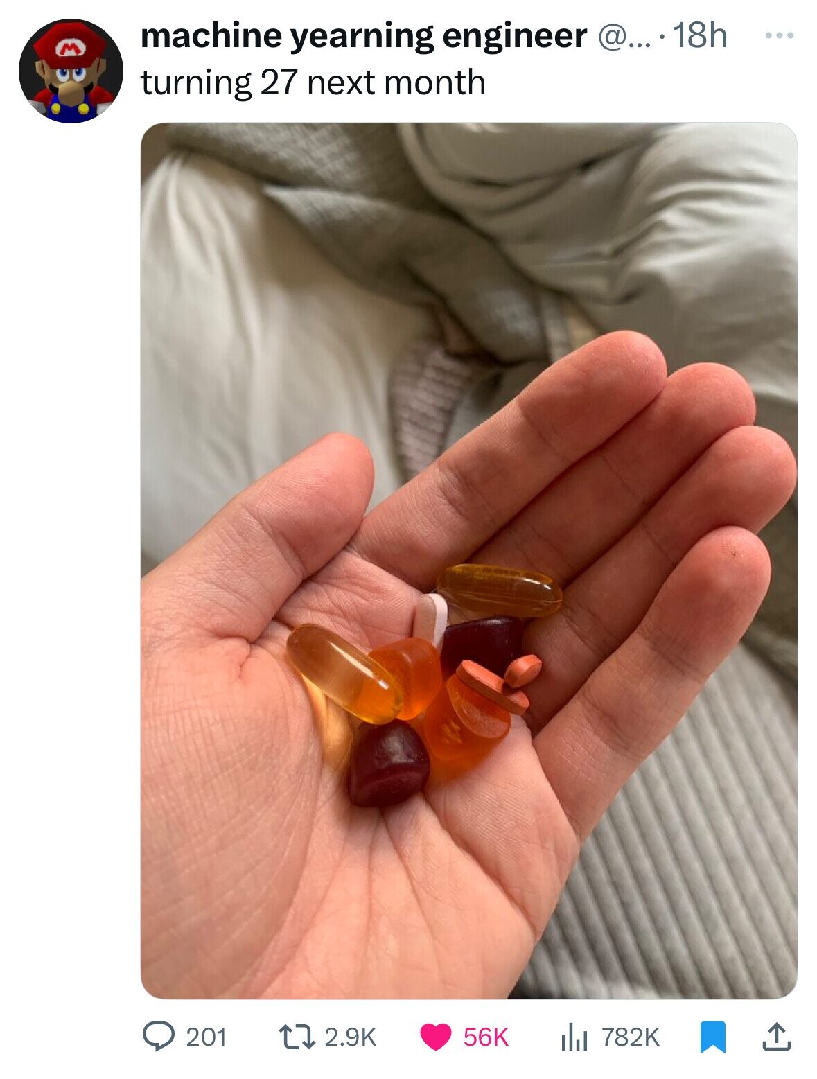 M machine yearning engineer @....18h ... turning 27 next month 201 2.9K 56K 782K 