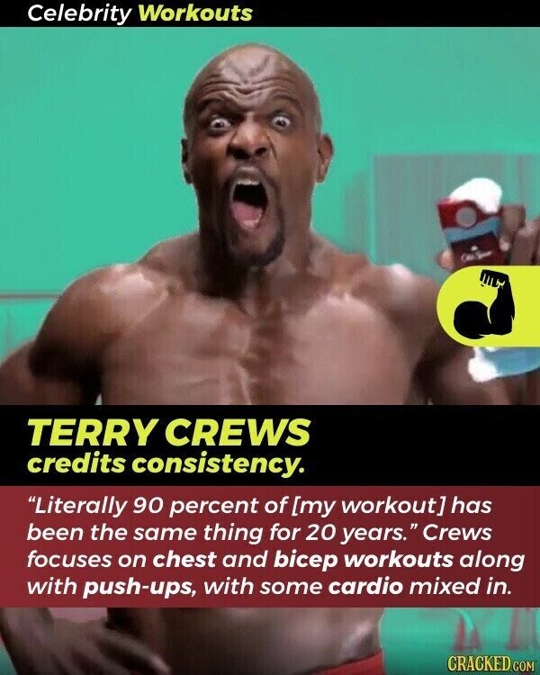 Every woman can make time has been the same thing for 20 years. Crews focuses on chest and bicep workouts along with push-ups, with some cardio mixed in. CRACKED.COM