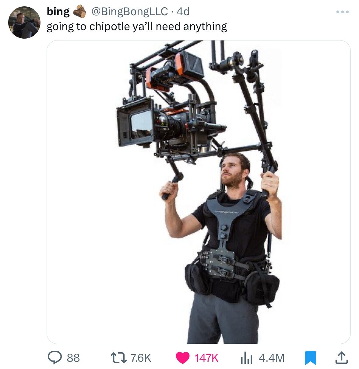 bing @BingBongLLC.4d going to chipotle ya'll need anything - 88 7.6K 147K 4.4M
