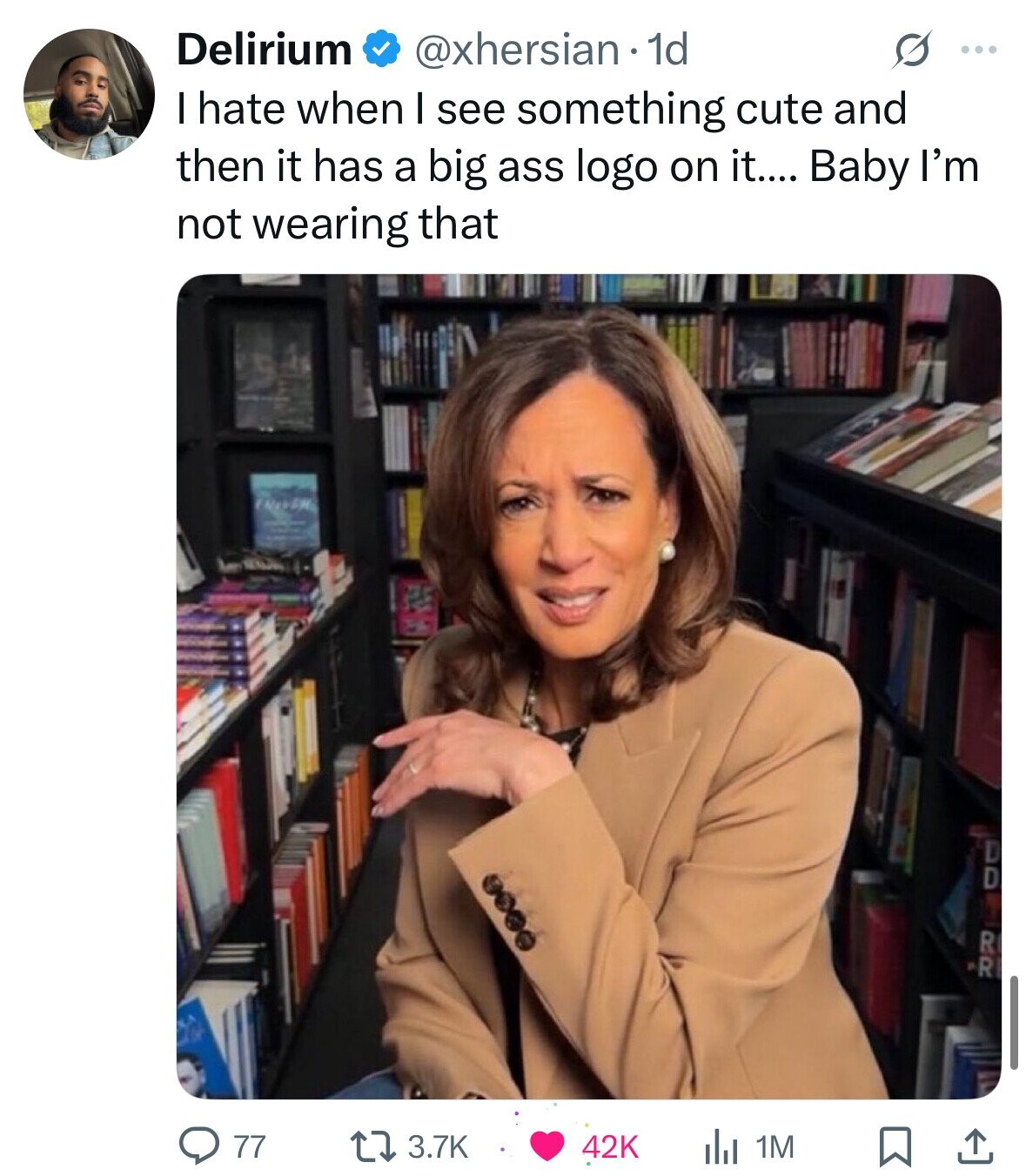 Delirium s @xhersian 1d ... I hate when I see something cute and then it has a big ass logo on it.... Baby I'm not wearing that DD RR 3.7K 77 42K 1M 