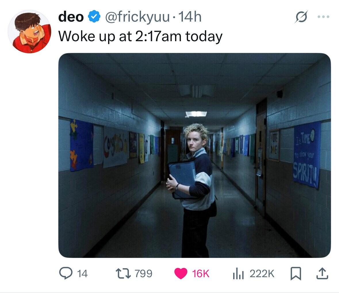 deo @frickyuu 14h ... Woke up at 2:17am today OTE It TIME (og) DINE to stor your SPIRITU 14 799 16K 222K 