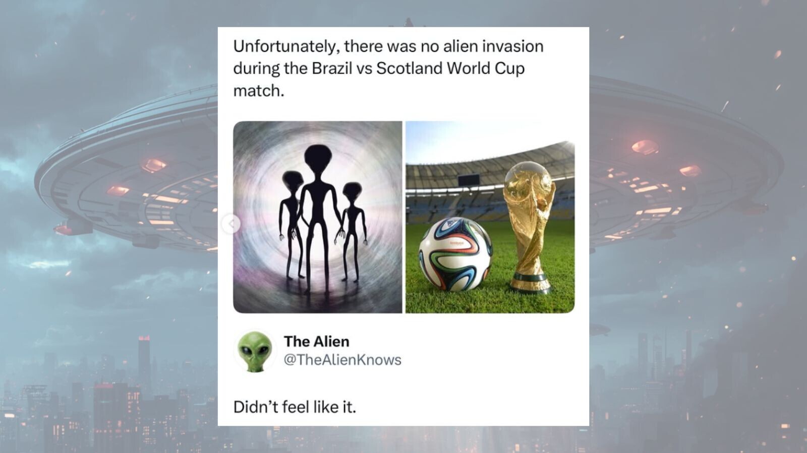 ‘They are coming for us’: 31 Unhinged memes from the moment the aliens ghosted the World Cup and ruined a viral psychic prediction